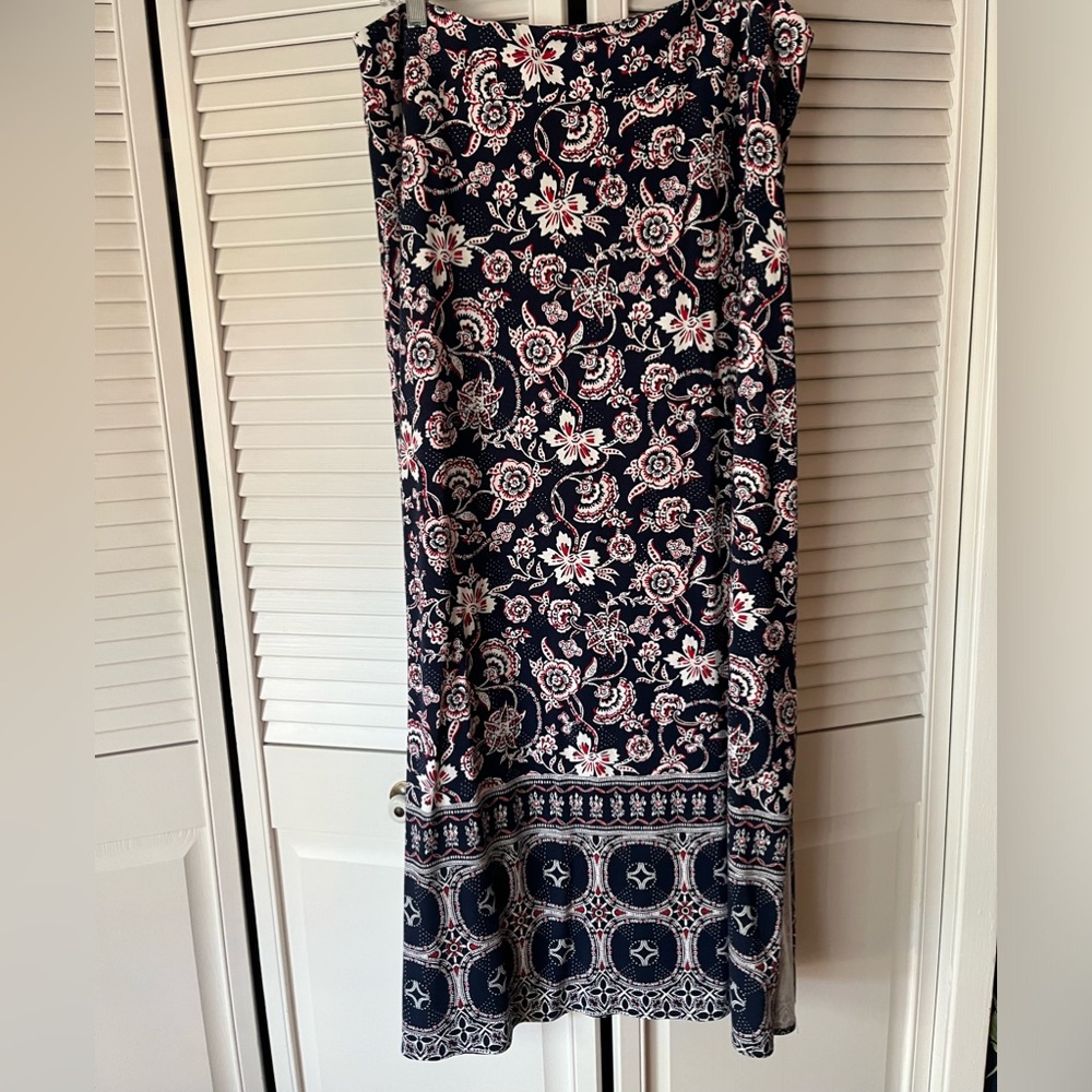 Talbots Navy, Red & White Maxi Skirt